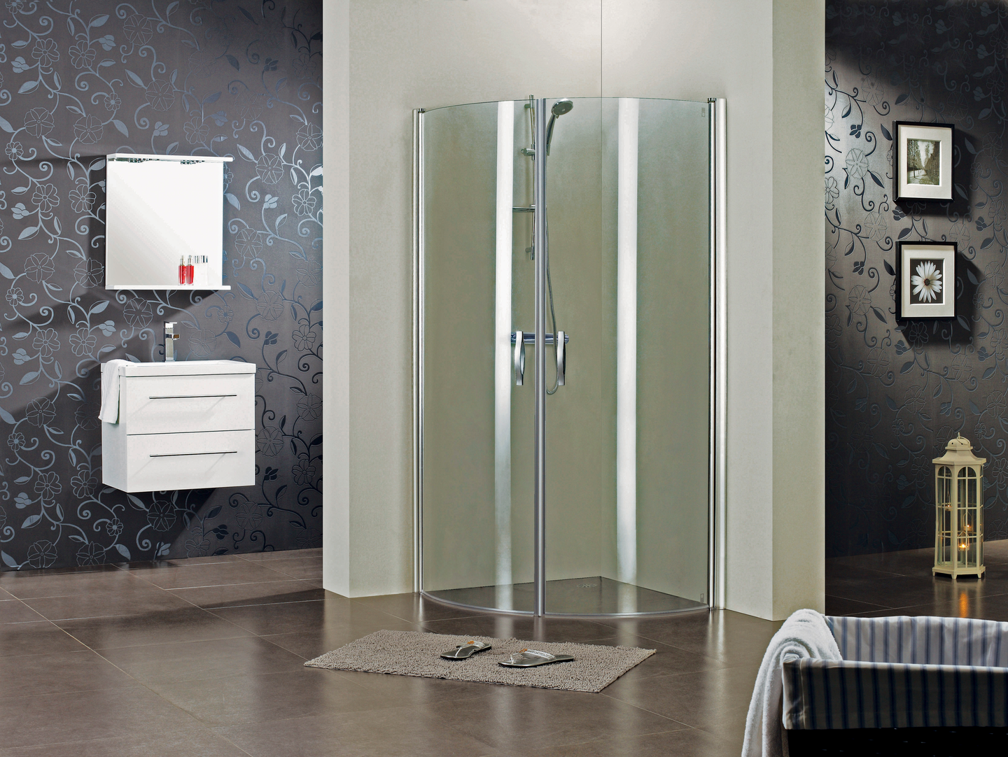 Suihkunurkka Cello Ottawa 90x90cm kirkas hopea