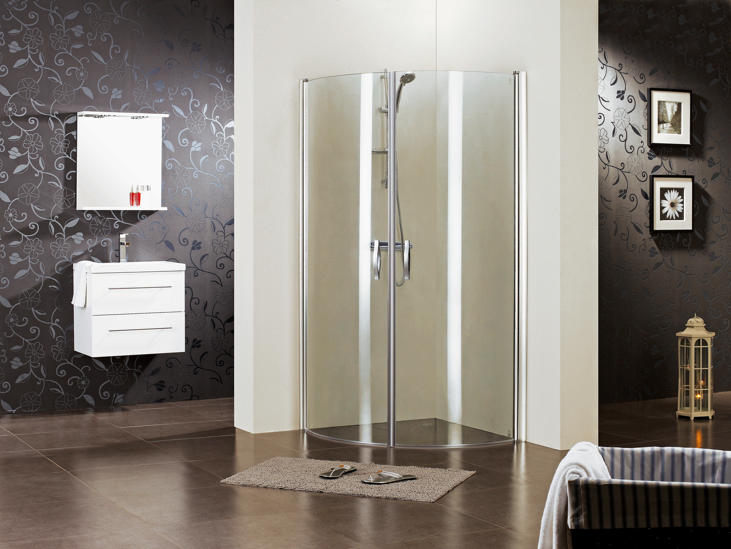 Suihkunurkka Cello Ottawa 90x90cm kirkas hopea