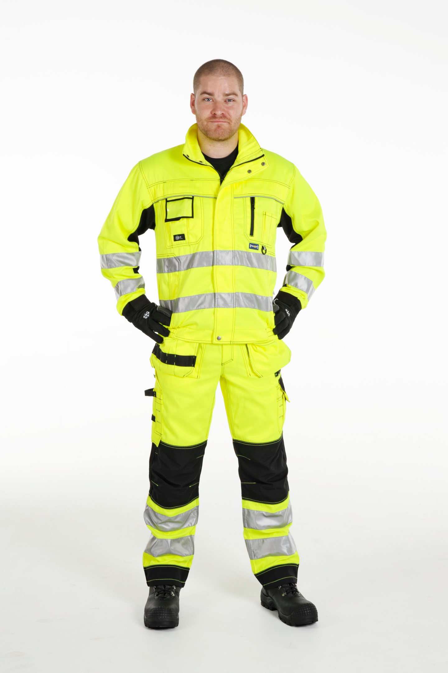 Riipputaskuhousut PROF Hi-Vis keltainen