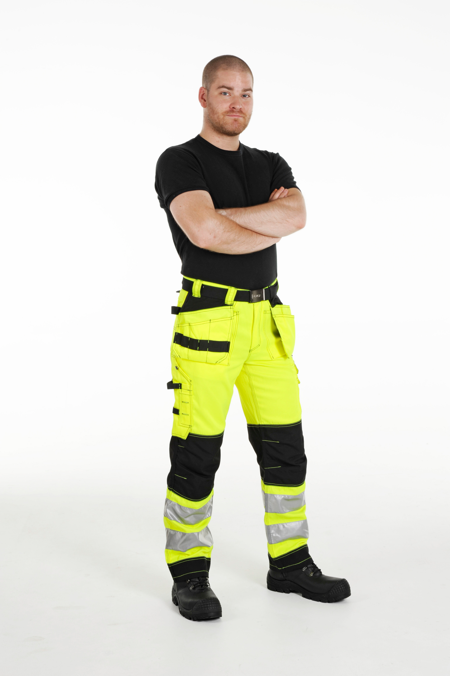 Riipputaskuhousut PROF Hi-Vis keltainen