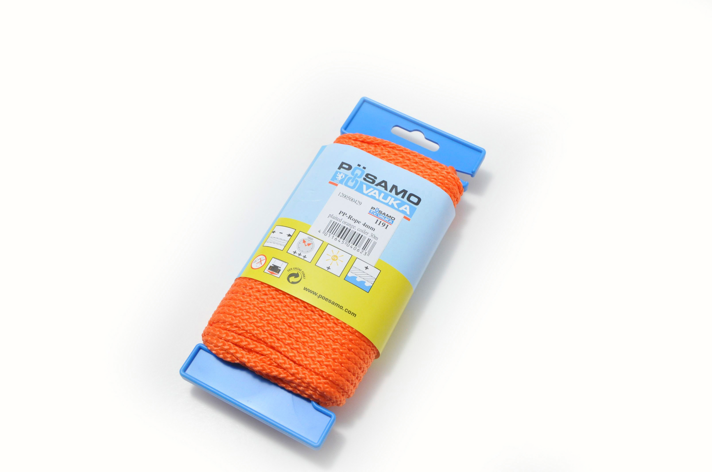 Köysi PÖSAMO polyetyleeni 4mm 30m palmikoitu oranssi