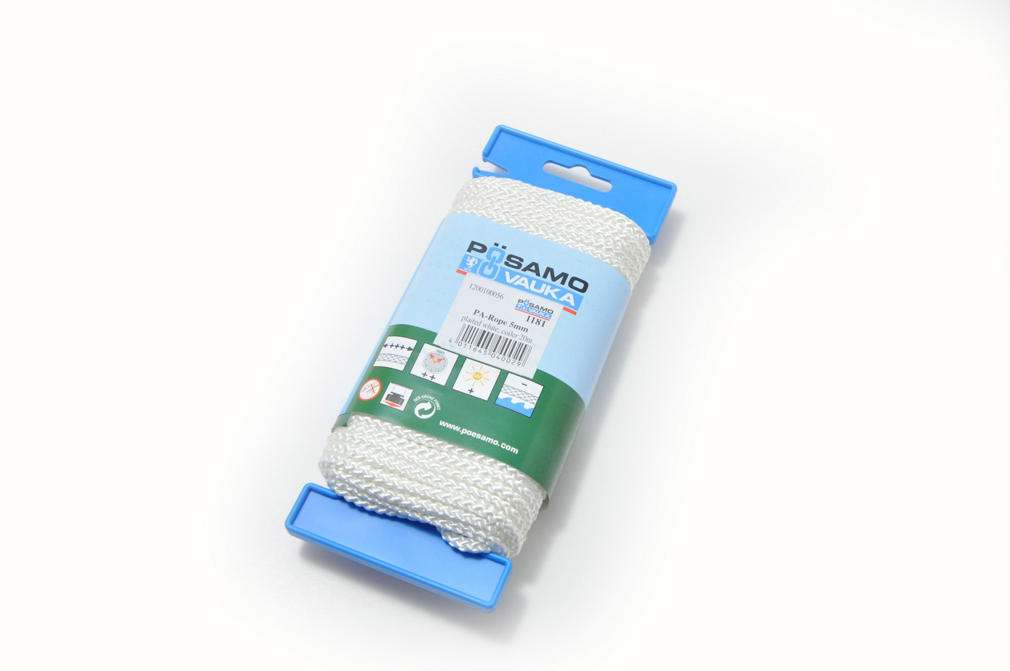 Köysi PÖSAMO polyesteri 5mm 20m palmikoitu valkoinen