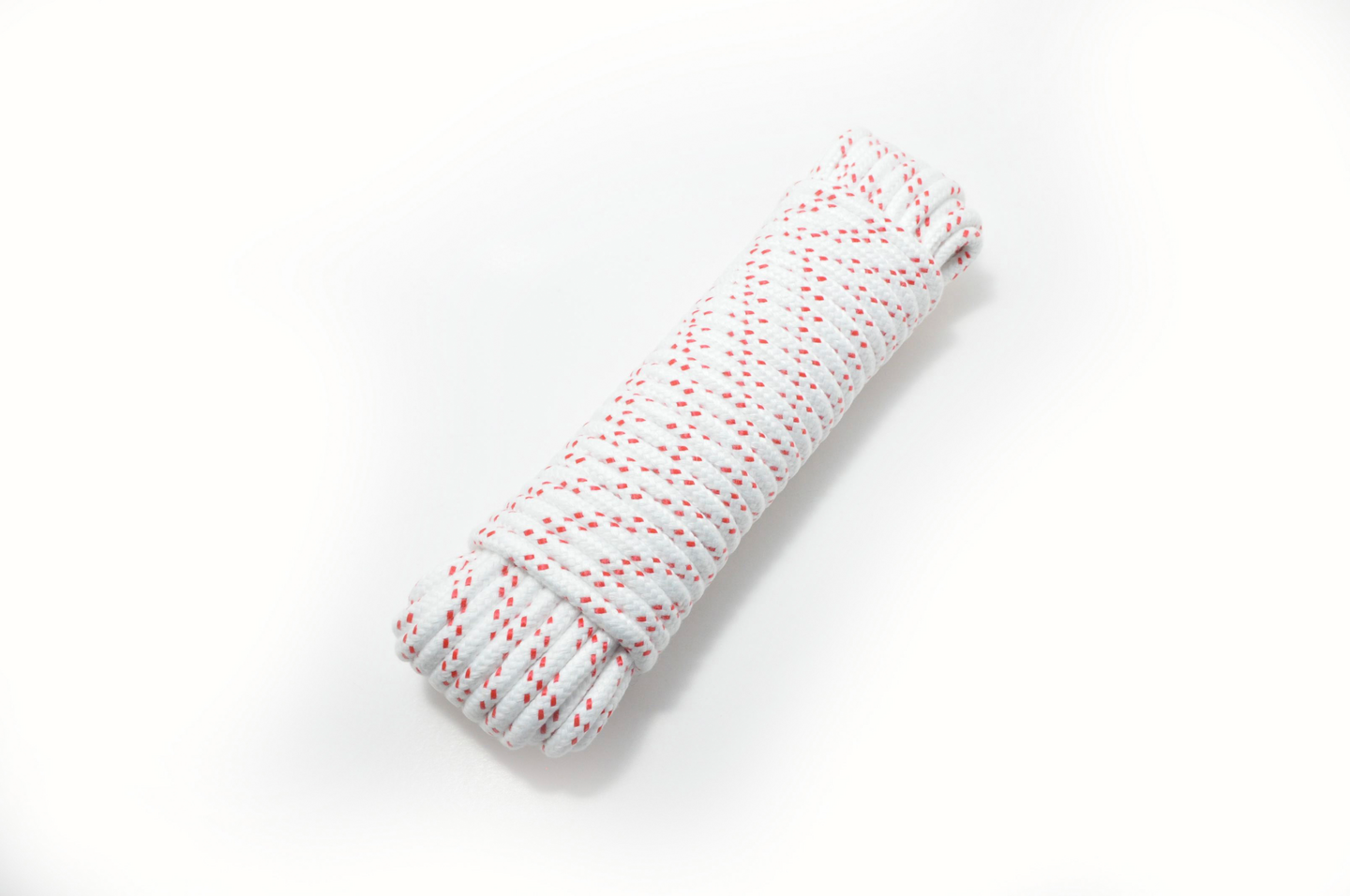 Köysi PÖSAMO polyesteri 8mm 20m palmikoitu punavalkoinen