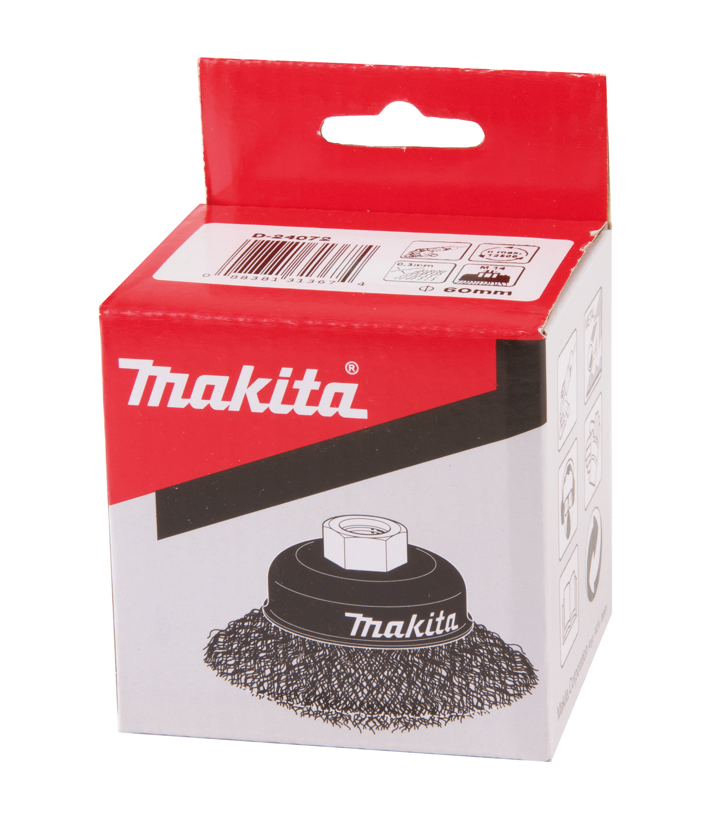 Teräsharja Makita 60mm x M14 kuppiharja poimut