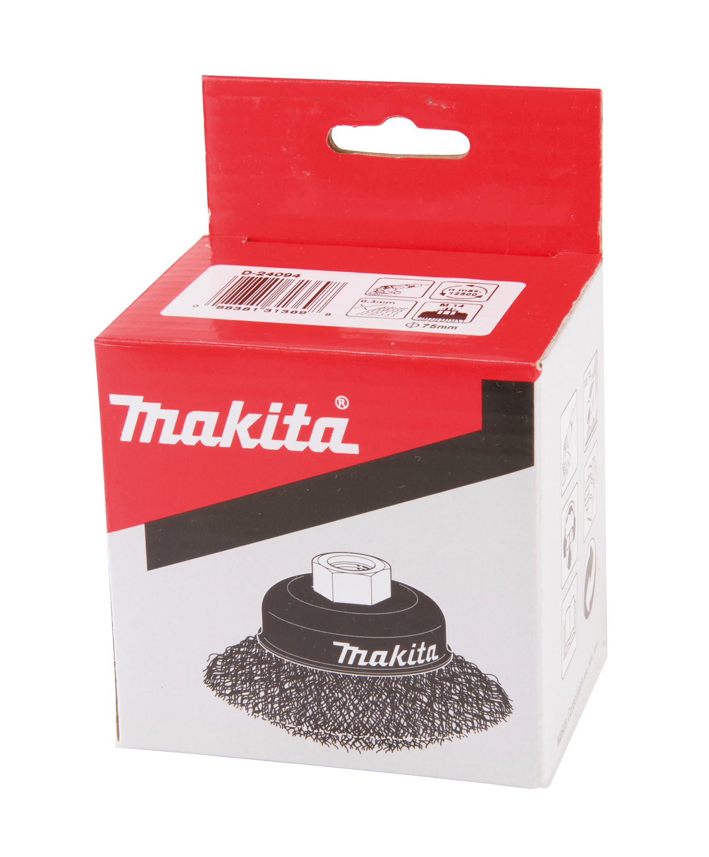 Teräsharja Makita 75mm x M14 kuppiharja poimut