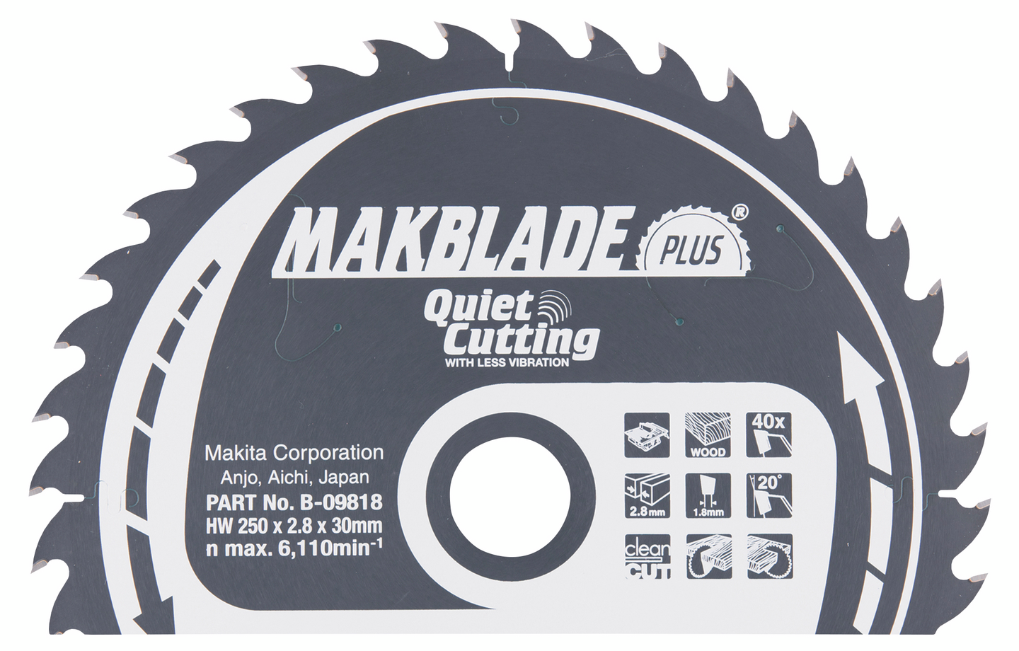 Pyörösahanterä Makita 250x30x2,8mm Z-40 B-09818