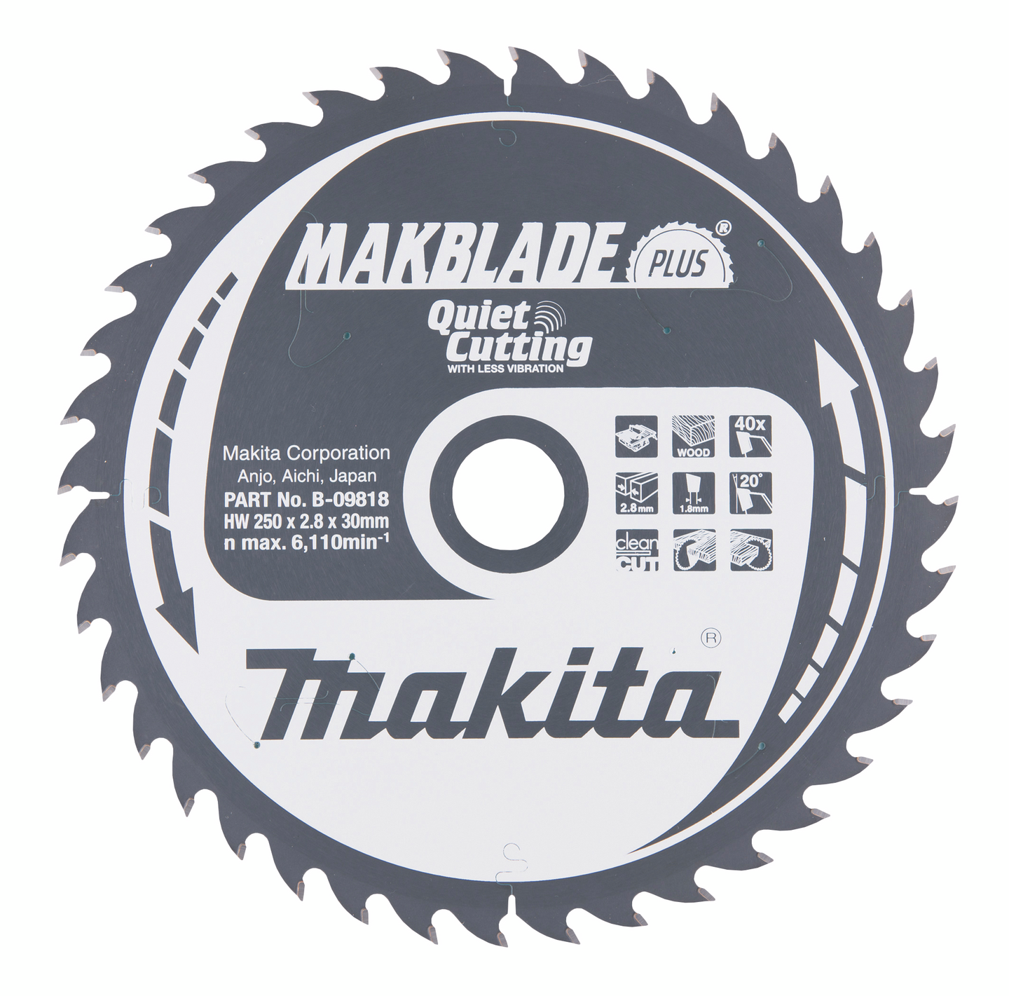 Pyörösahanterä Makita 250x30x2,8mm Z-40 B-09818