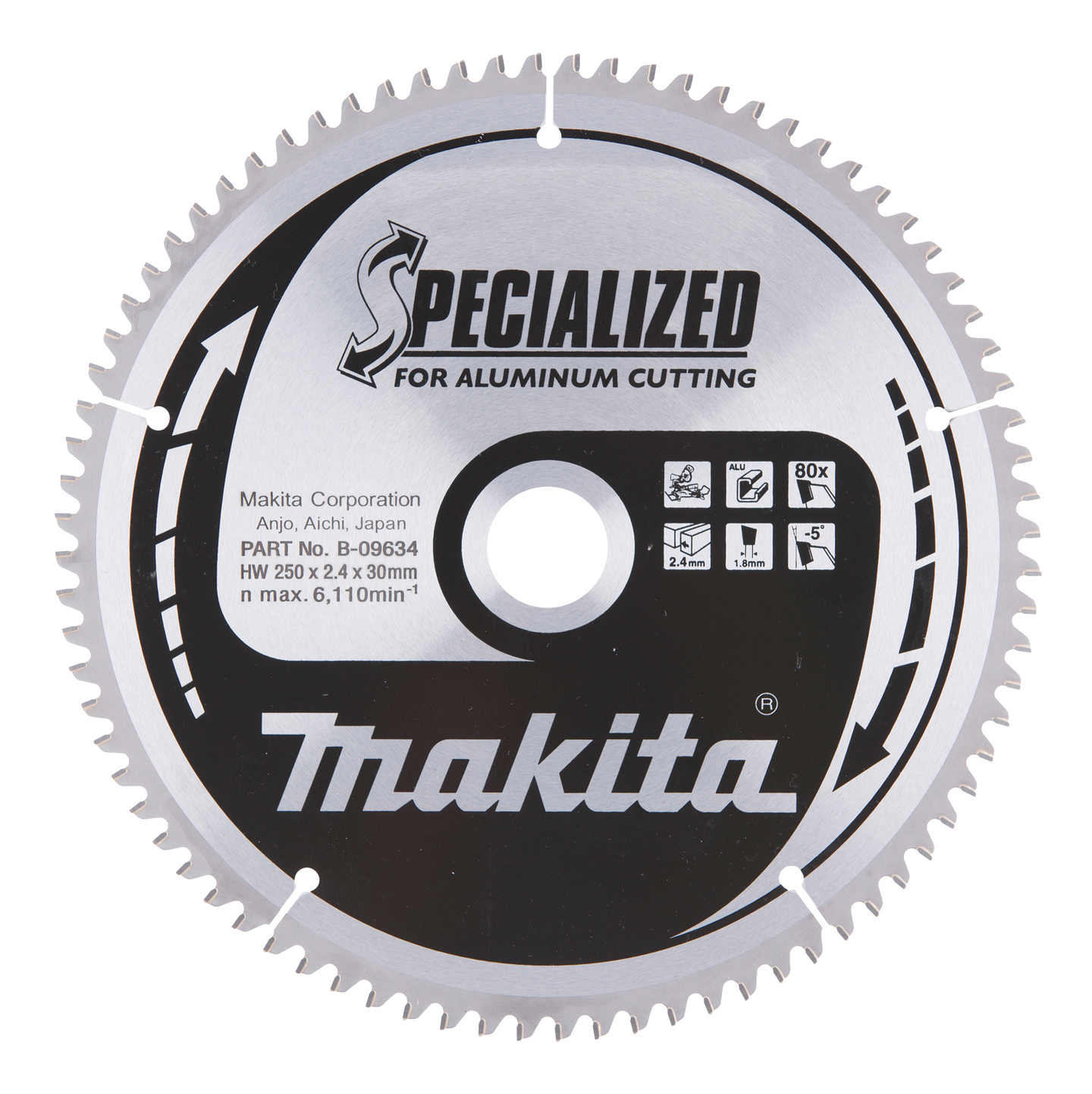 Pyörösahanterä Makita 250x30x2,4mm Z-80 B-09634