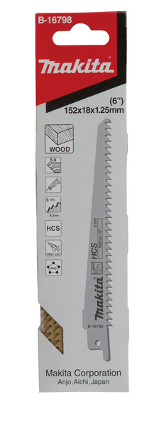 Puukkosahanterä Makita 150x1,25mm HCS 6TPI puu ja lastulevy 5kpl