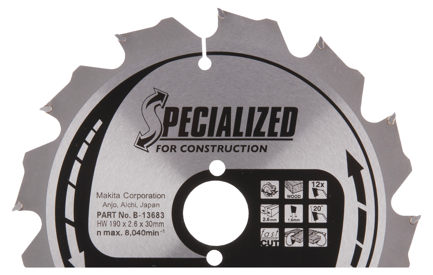 Pyörösahanterä Makita 190x30x2,6mm Z-12 B-13683