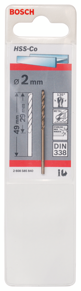 Metalliporanterä Bosch 2,0x49mm HSS-Co Standard Line