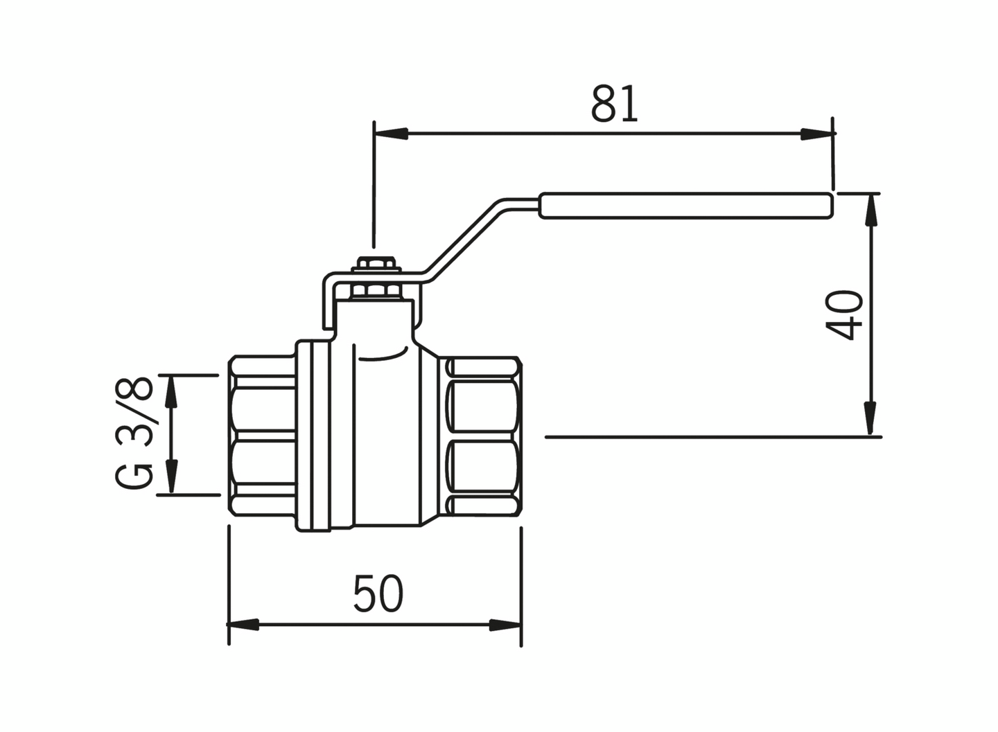 Palloventtiili Oras NS10 erikoismessinki 3/8 sisäkierre 400010