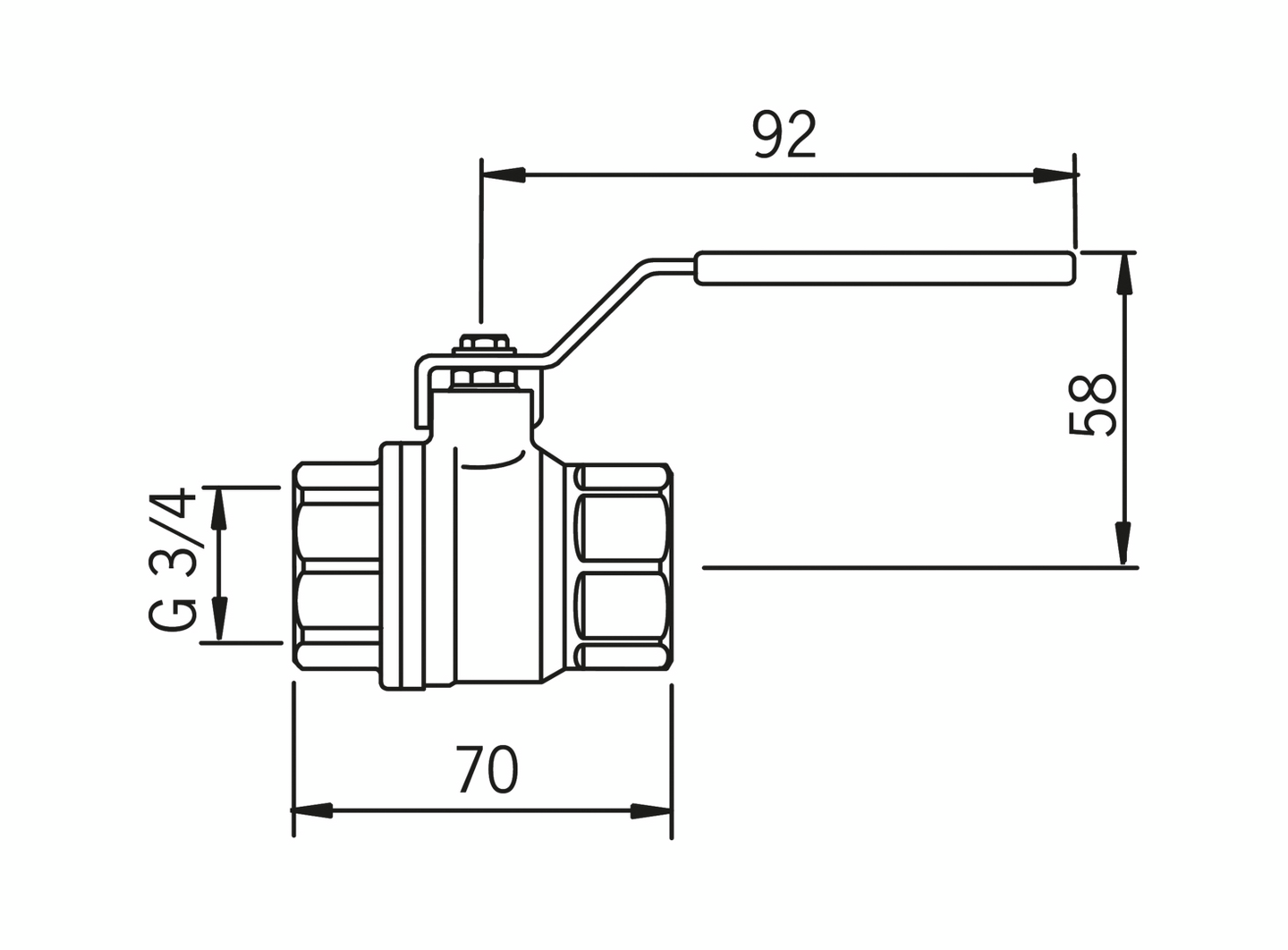 Palloventtiili Oras NS20 erikoismessinki sisäkierre