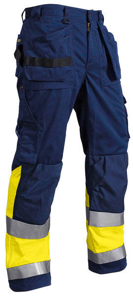 Riipputaskuhousut Blåkläder Hi-Vis 152913708833 tummansininen-keltainen