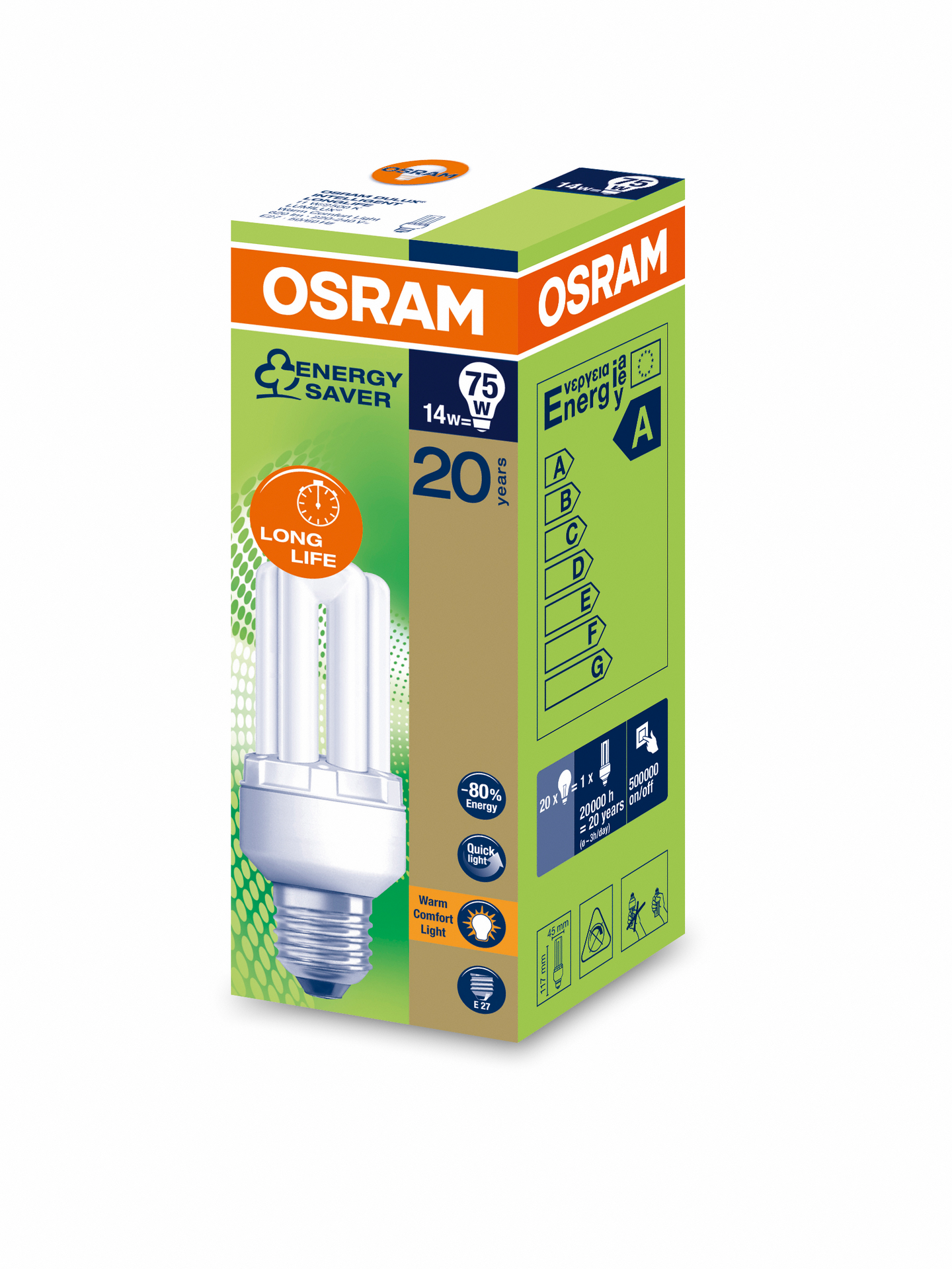 Energiansäästölamppu Osram Dulux Intelligent Longlife 14W E27 lämmin valkoinen