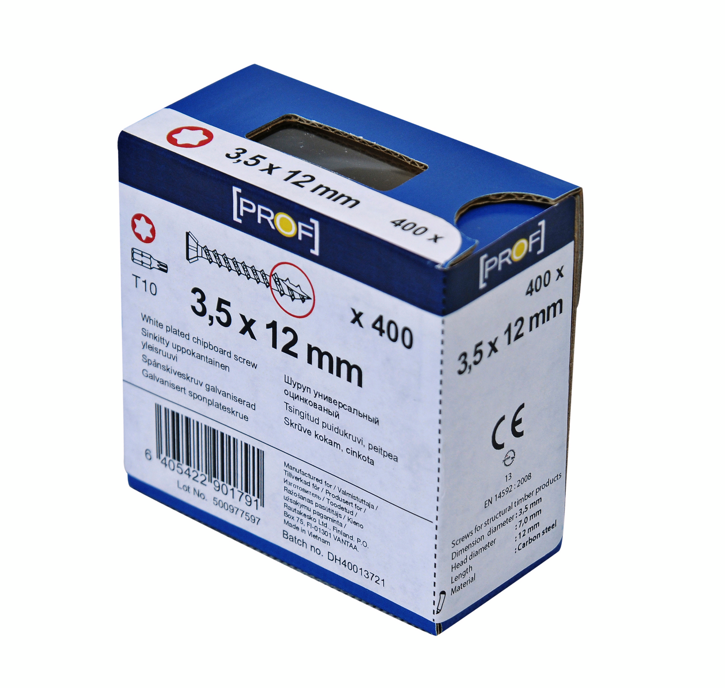 Yleisruuvi PROF uppokanta Zn T10 3,5x12mm 400kpl