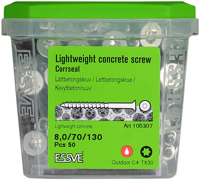 Kevytbetoniruuvi 8x130 CR 105307 50kpl
