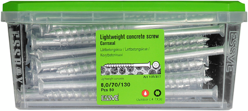 Kevytbetoniruuvi 8x130 CR 105307 50kpl