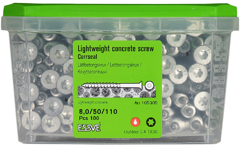 Kevytbetoniruuvi ESSVE 8x110 105305 100kpl