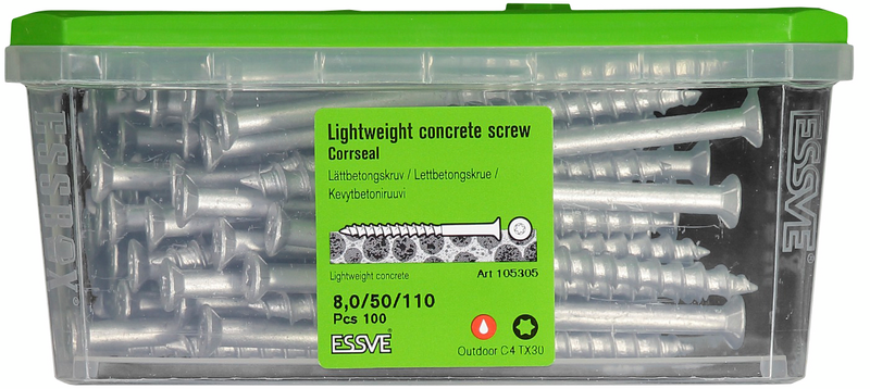 Kevytbetoniruuvi ESSVE 8x110 105305 100kpl