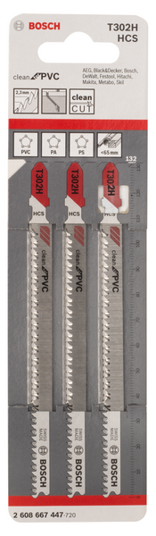 Pistosahanterä Bosch T 302 H PVC 3kpl