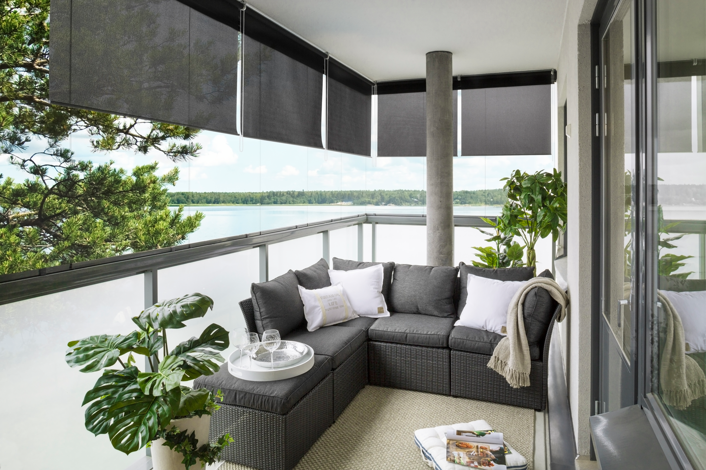 Parvekerullakaihdin Kirsch 160x185cm valkoinen