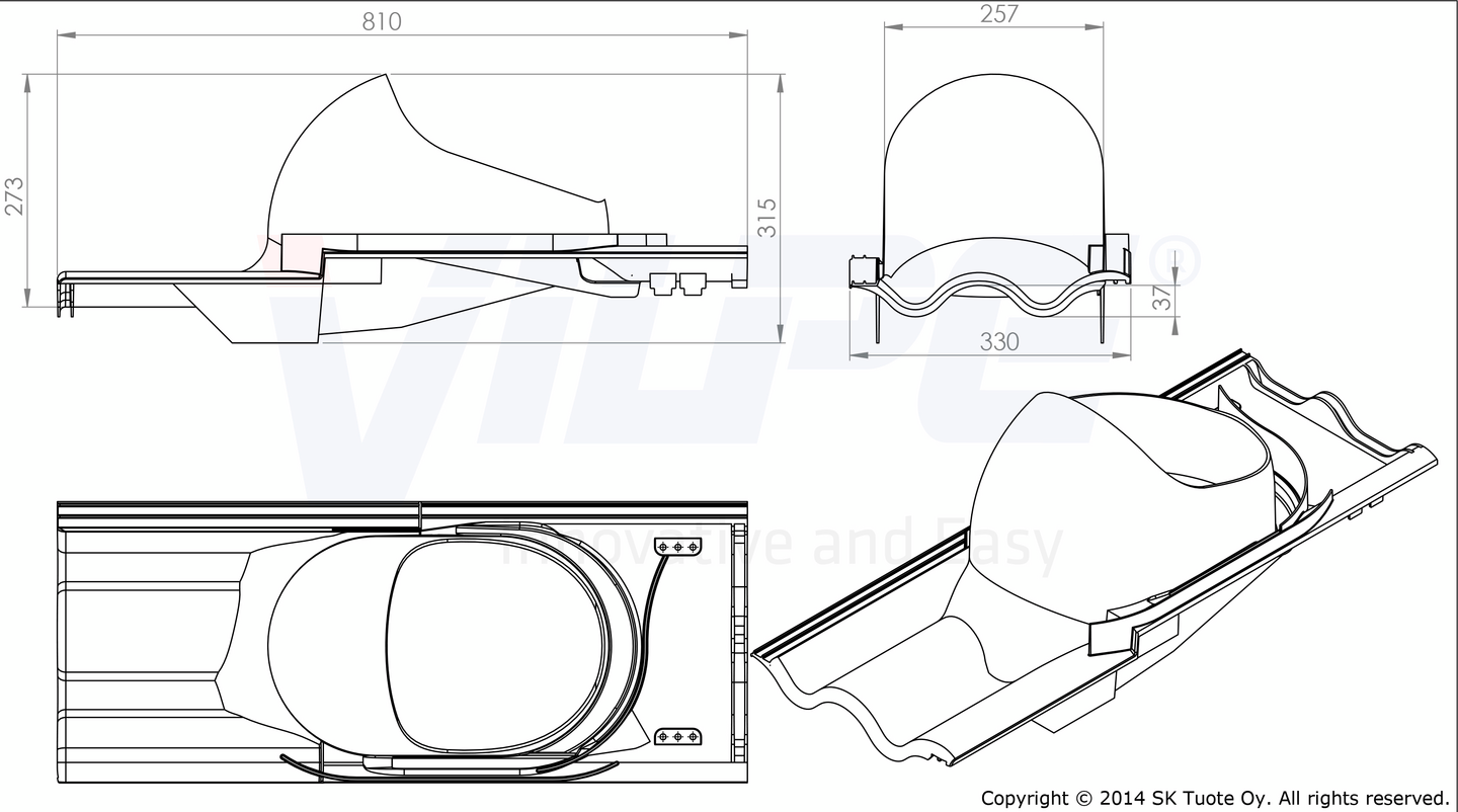 Kattoläpivientilevy VILPE XL-Tiili musta