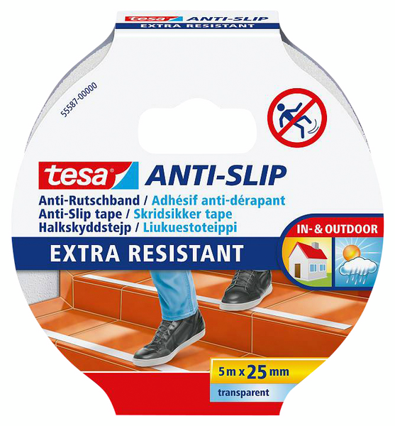 Liukuestoteippi Tesa Anti-slip 25mmx5m läpinäkyvä