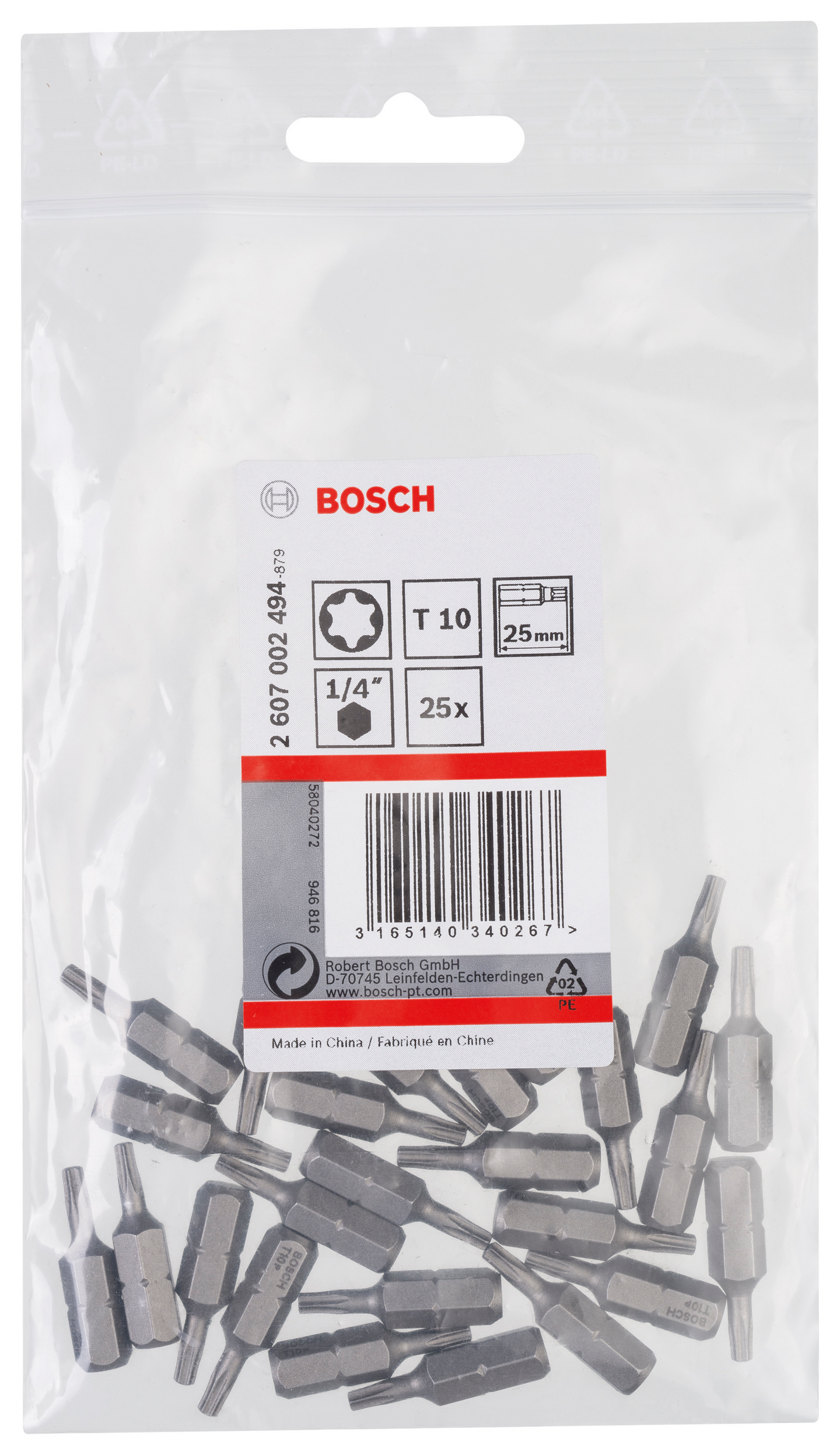 BITS BOSCH T10 XH 25MM 25ST