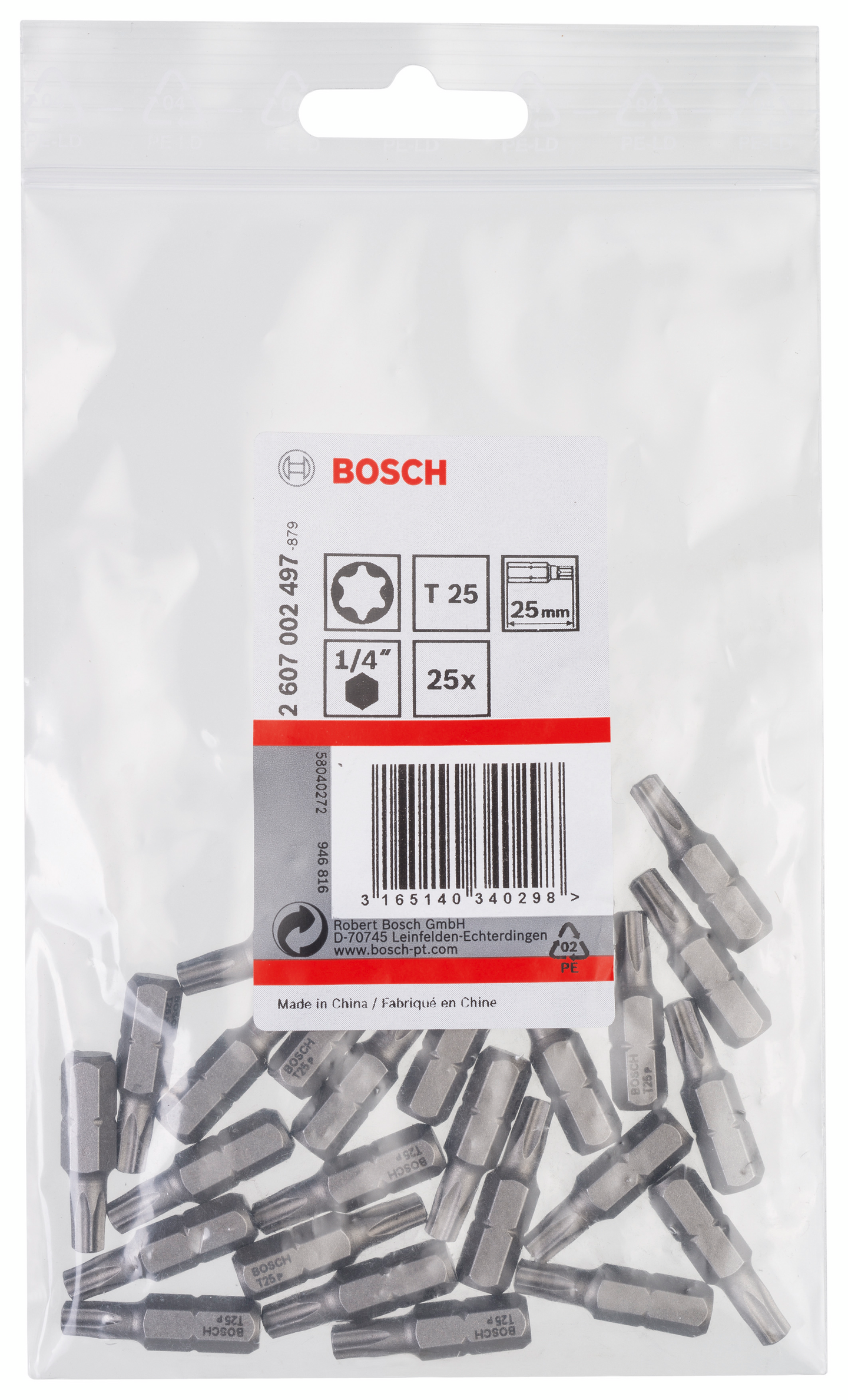 BITS BOSCH T25 XH 25MM 25ST