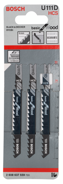 Pistosahanterä Bosch U 111 D 3kpl puu