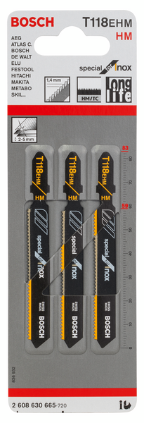Pistosahanterä Bosch T 118 EHM 3kpl rst