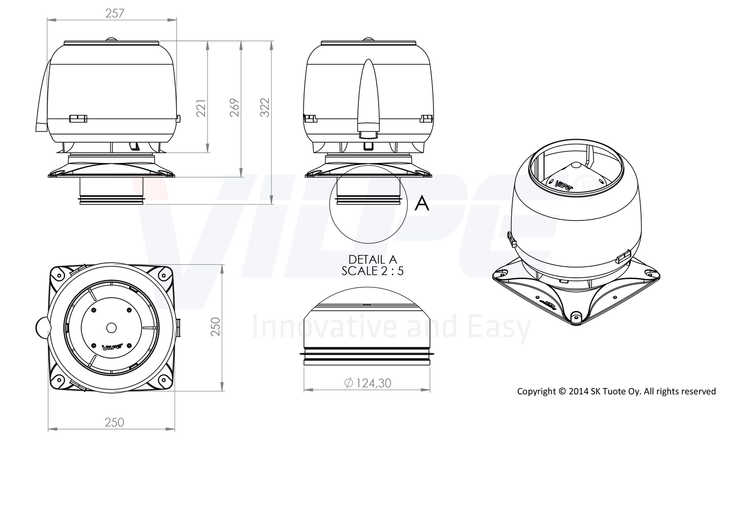 Tuuletuspaalu VILPE Ross 125 musta 790312