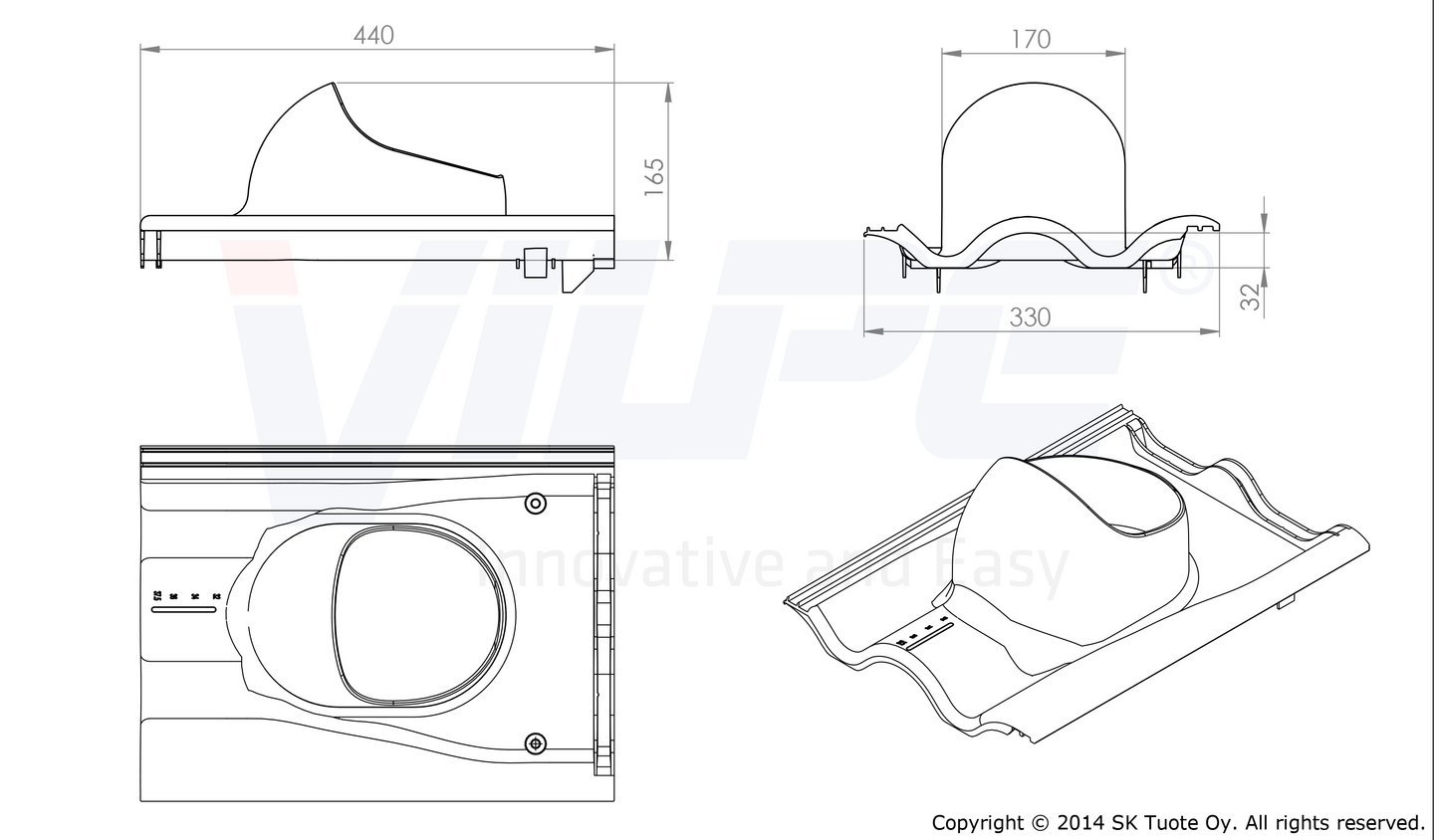 Kattoläpivientilevy VILPE Tiili tiilenpunainen
