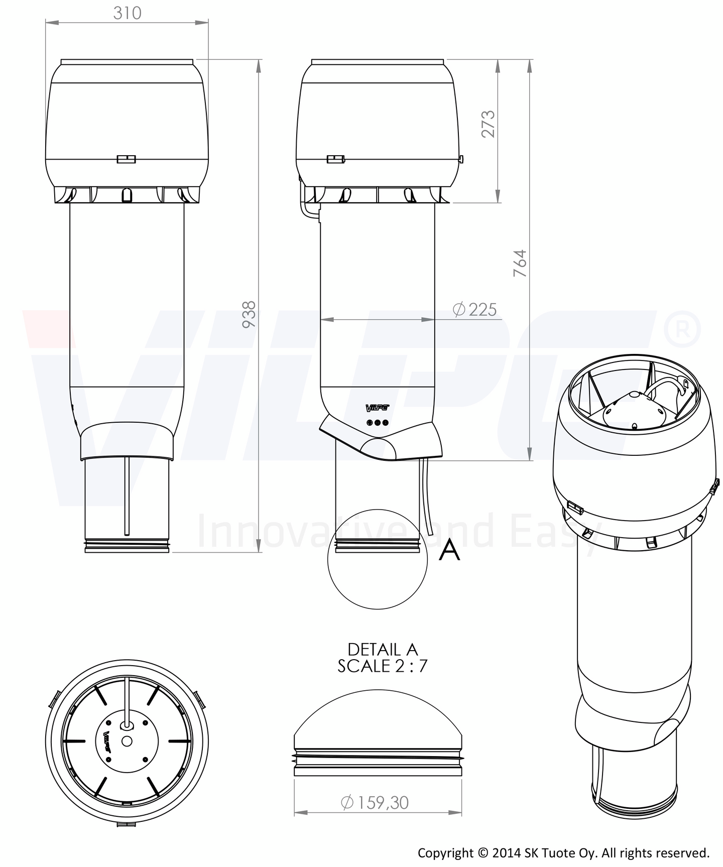 Huippuimuri VILPE E220P/160/700 musta 73462