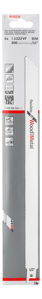 Puukkosahanterä Bosch S 1222 VF 300mm Flexible for Wood and Metal 5kpl