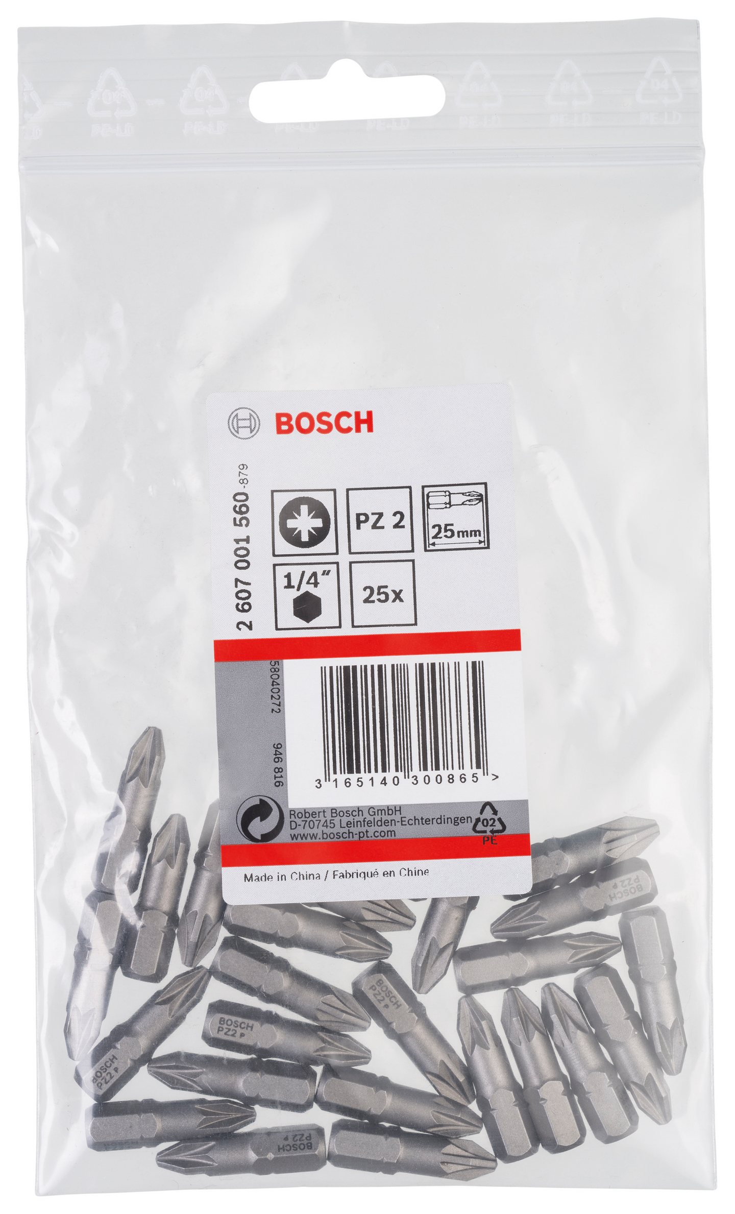 BITS BOSCH PZ2 25MM 25ST