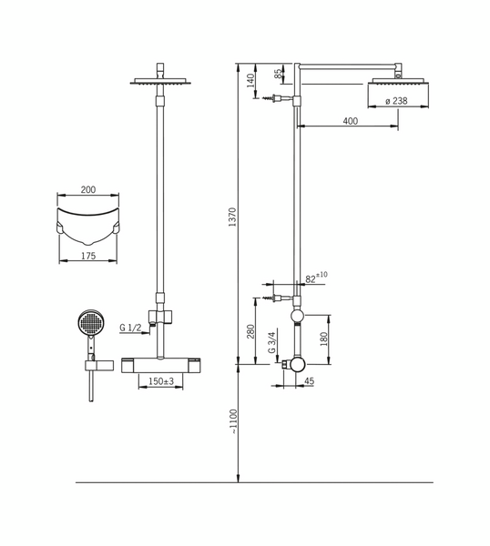Sadesuihkuhana Oras Cubista 2892 & Hydra