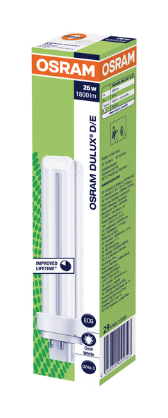 Loistelamppu OSRAM Dulux D/E 26W 1800lm 840 G24Q-3