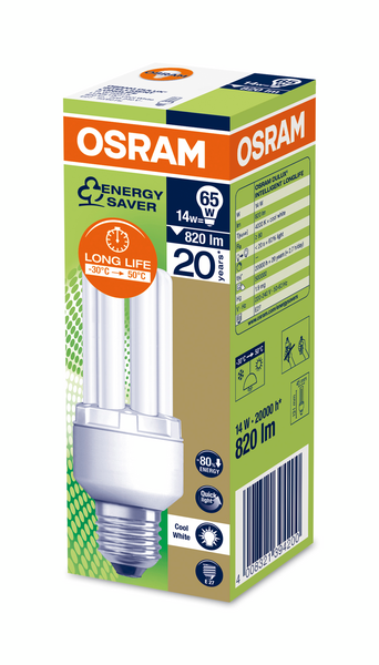 Energiansäästölamppu Osram Dulux Intelligent Longlife 14W E27 kylmä valkoinen