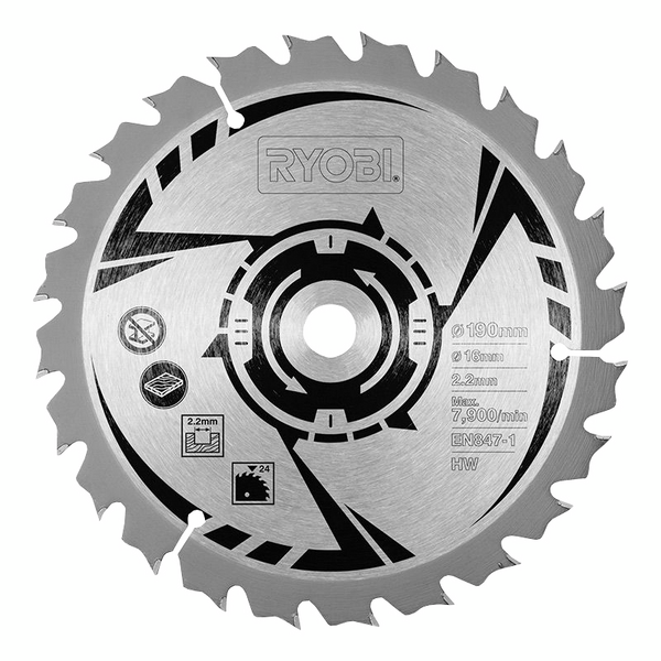 Pyörösahanterä Ryobi CSB190A1 190mm puulle