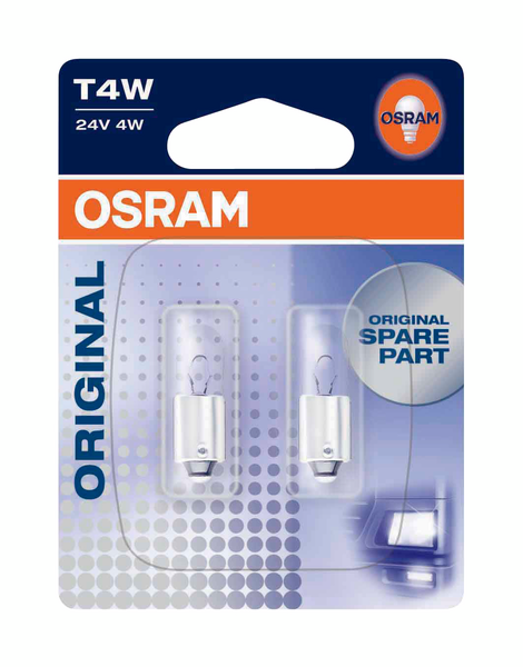 Taka-/rekisterivalolamppu Osram T4W 24V