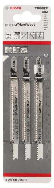 Pistosahanterä Bosch T 308 BFP 3kpl puu