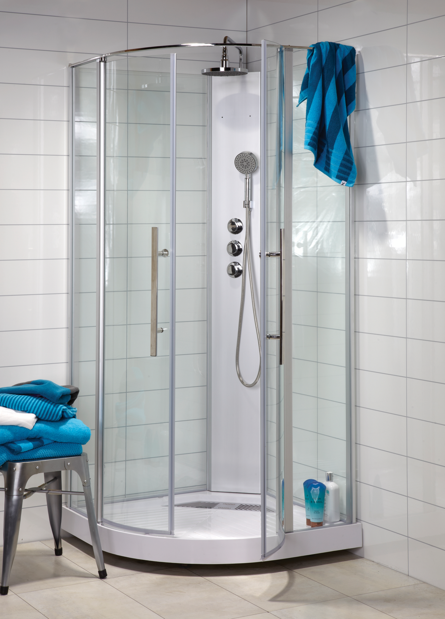 DUSCHKABIN NORO WAVE SILVER, MATT 90X90