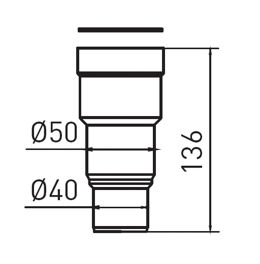 Joustoputken jatke Prevex 40-50x136