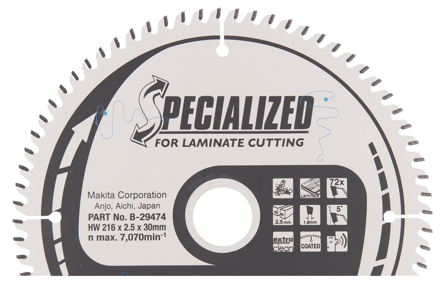 Pyörösahanterä Makita 216x30x2,5mm Z-72 B-29474