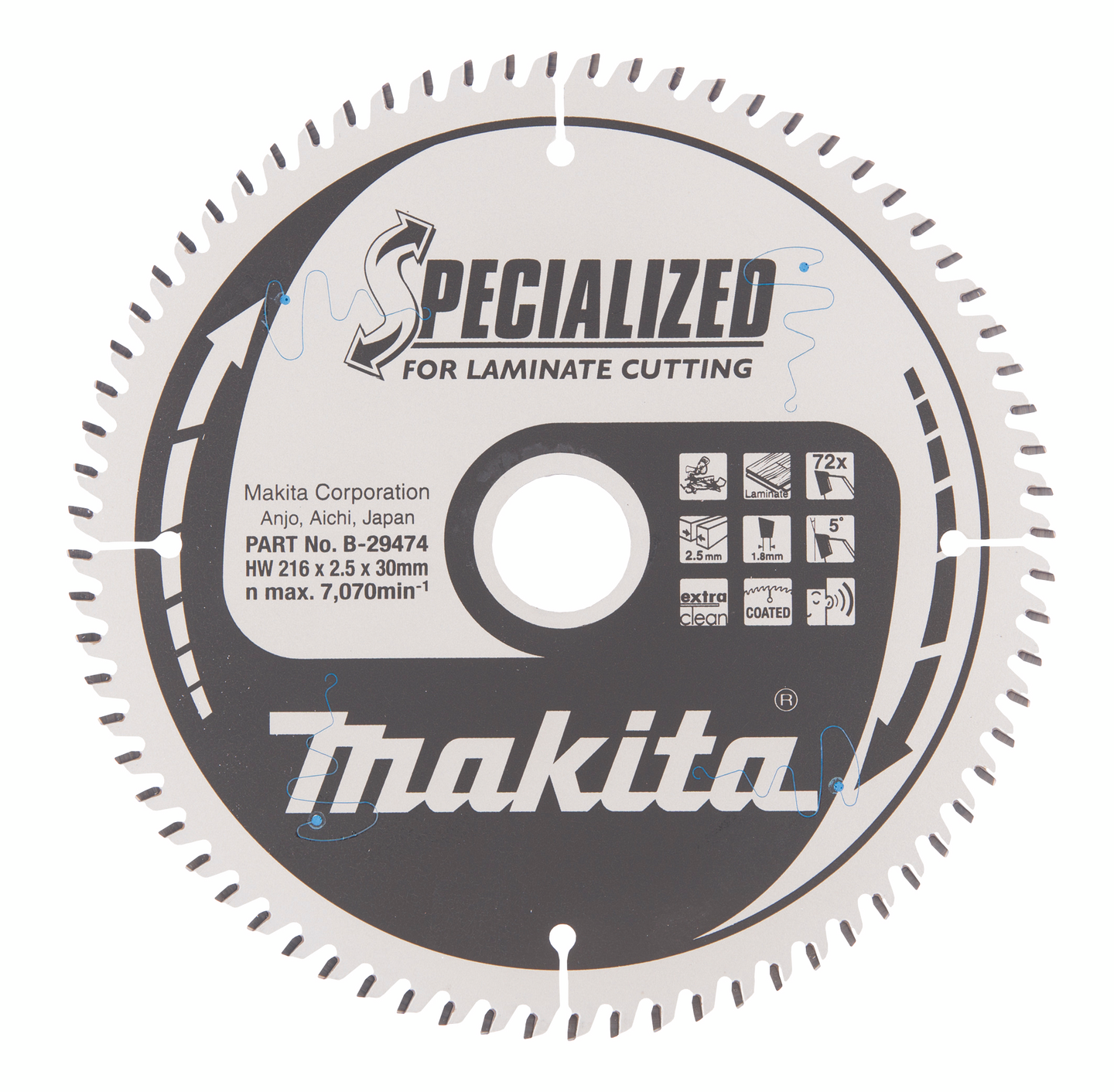 Pyörösahanterä Makita 216x30x2,5mm Z-72 B-29474