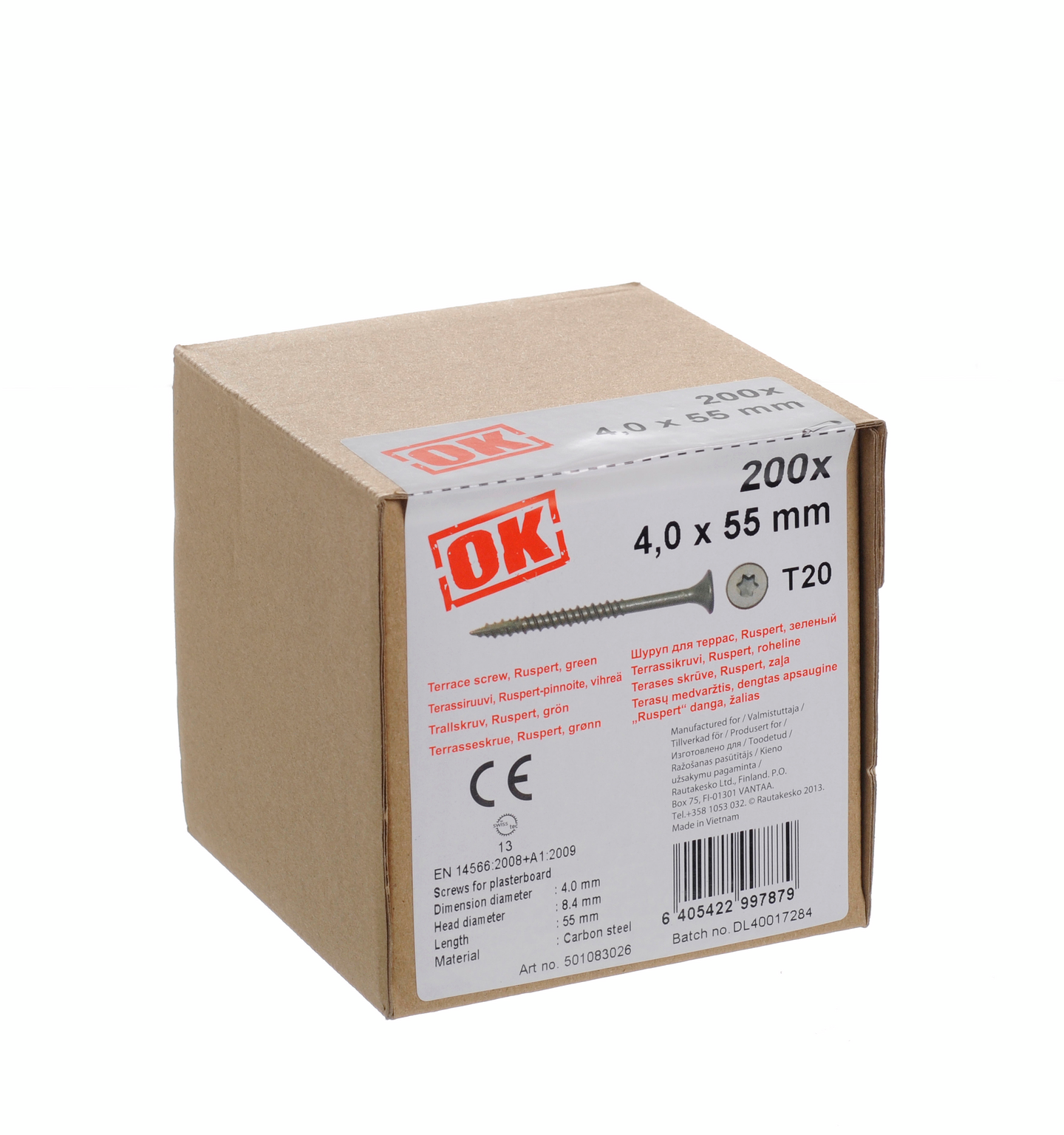 Terassiruuvi OK 4x55 T20 vihreä 200kpl