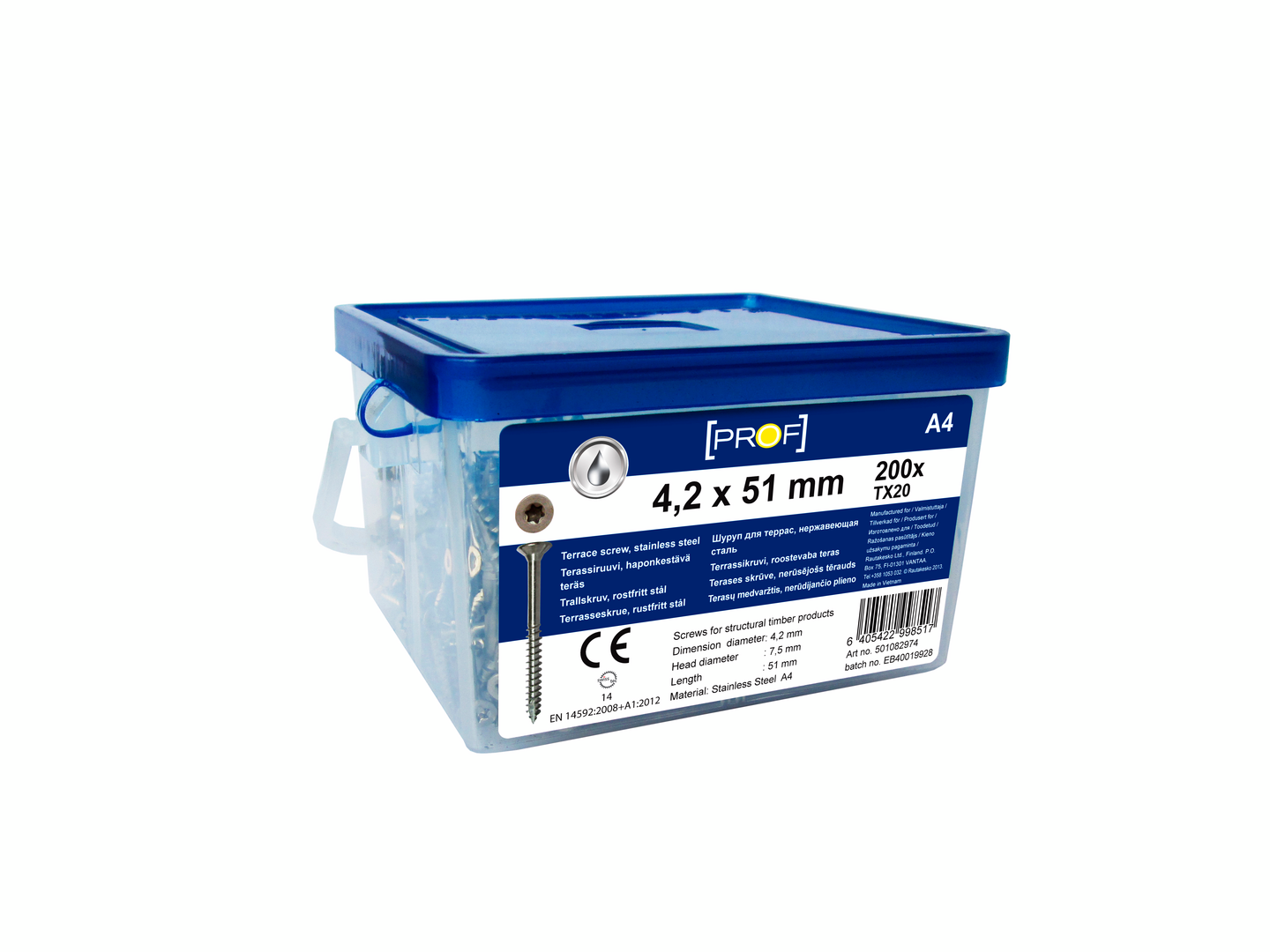 Terassiruuvi PROF 4,2x51 HST A4 T20 200kpl