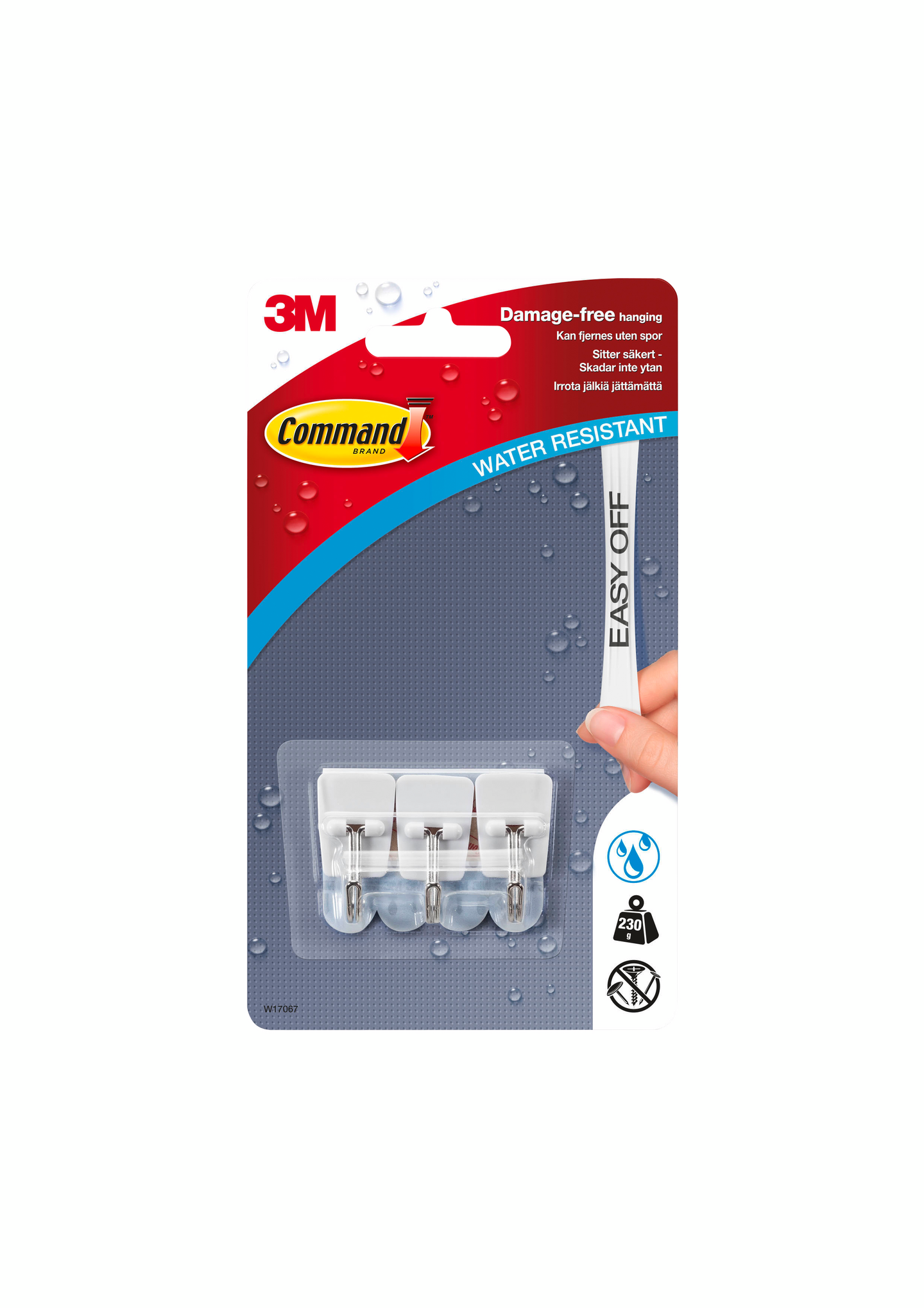 Koukku Command 17067CLR S 3kpl + 4 palaa kirkas